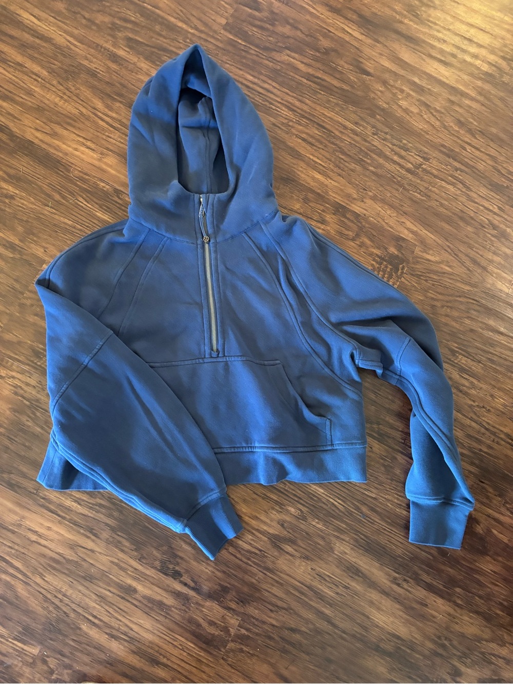 Lululemon Scuba Cropped Blue Half-Zip Hoodie